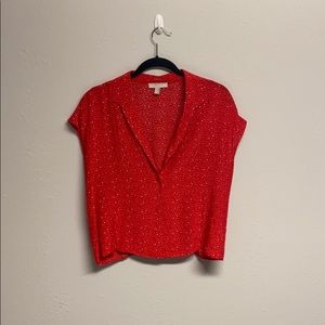 Red float cropped blouse
